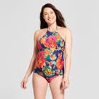 Maternity Floral Printed High Neck One Piece Swimsuit - Sea Angel - Navy Xl, Women's, Blue