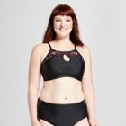 Women's Embroidered High Neck Bikini Top - Xhilaration Black