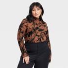 Women's Plus Size Turtleneck Bodysuit - A New Day Brown/black