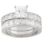Target 6.36 Ct. T.w. Princess-cut 2 Piece Bridal Ring Set In Sterling Silver -