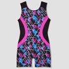 Freestyle By Danskin Girls' Activewear Biketard - Magenta/black M,