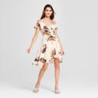 Women's Floral Print Cold Shoulder Wrap Dress - Love @ First Sight (juniors') White