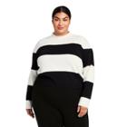 Women's Plus Size Striped Mock Turtleneck Pullover Sweater - Victor Glemaud X Target Black/white