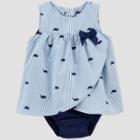 Baby Girls' Whale Striped Sunsuit Romper - Just One You Made By Carter's Blue