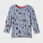 Toddler Boys' Long Sleeve Jersey Knit Crewneck T-shirt - Cat & Jack Light Navy Blue
