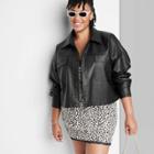 Women's Plus Size Cropped Faux Leather Shacket - Wild Fable Black