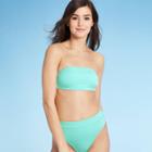 Women's Sustainably Made Ribbed Bandeau Bikini Top - Xhilaration Green