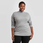 Women's Plus Size Long Sleeve Turtleneck Knit Shirt - Ava & Viv Gray X