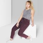 Target Women's Plus Size High-rise Acid Wash Skinny Jeans - Wild Fable Burgundy