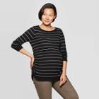 Maternity Striped Long Sleeve Essential Side Shirred Pullover - Isabel Maternity By Ingrid & Isabel Black/white