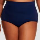 Dreamsuit By Miracle Brands Women's Plus Slimming Control Ultra High Waist Bikini Bottom - Navy (blue)