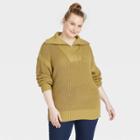 Women's Plus Size Turtleneck Pullover Sweater - Ava & Viv Green X
