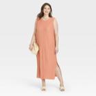 Women's Plus Size Sleeveless Plisse Knit Dress - A New Day Blush