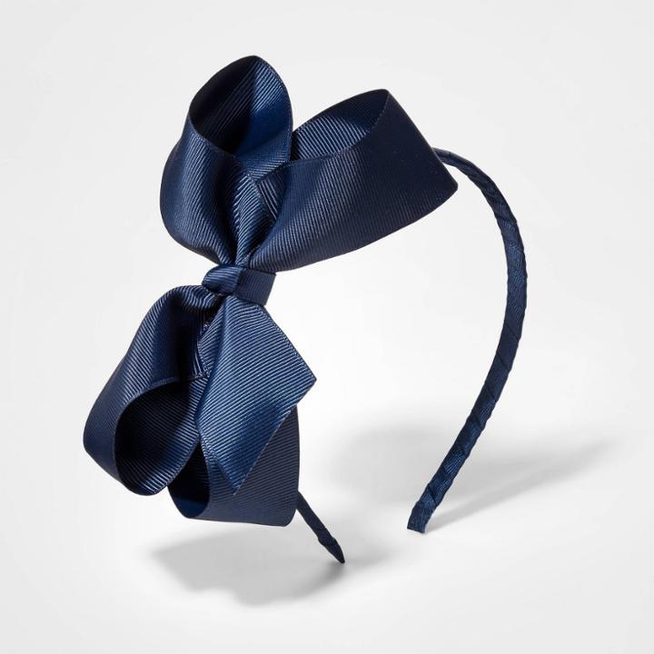 Girls' Solid Ribbon Bow Headband - Cat & Jack Navy, Red