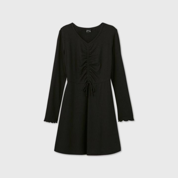 Girls' Rib-knit Skater Dress - Art Class Black