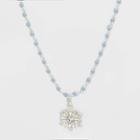 Disney Frozen Clear Snowflake Beaded Necklace - Silver/blue, Women's