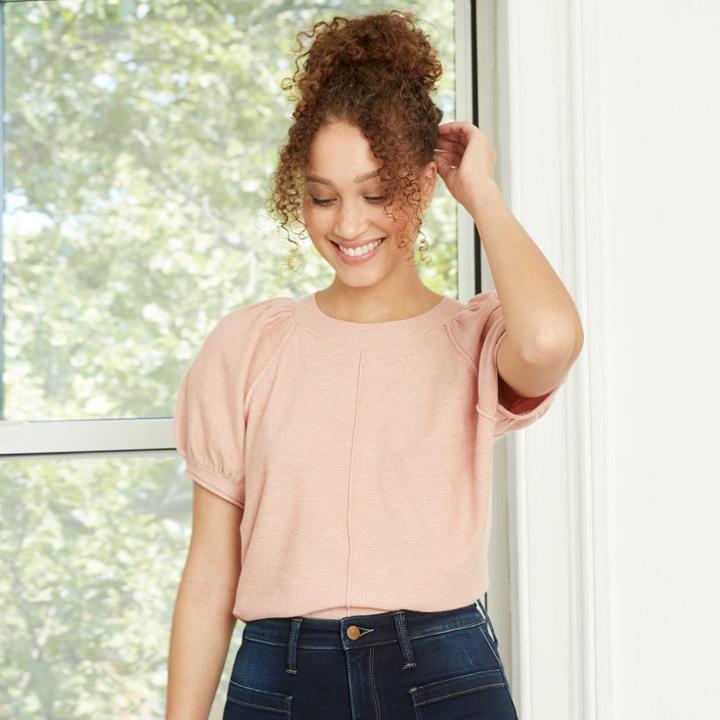 Women's Short Sleeve Crewneck Pullover Sweater - Universal Thread Pink