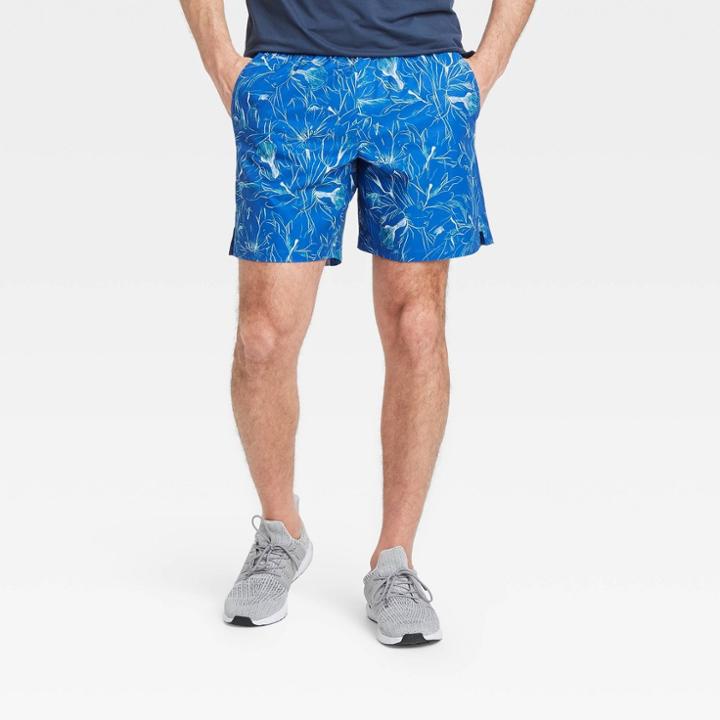 Men's Floral Print Hybrid Shorts - All In Motion Tropical Blue
