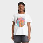 Rebel Girls Women's Plus Size Alice Ball Short Sleeve Graphic T-shirt - White
