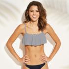 Women's Flounce Bralette Bikini Top - Xhilaration Navy Stripe