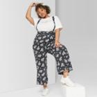 Women's Plus Size Floral Print Sleeveless Strappy Suspender Jumpsuit - Wild Fable Gray