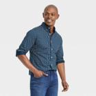 Men's Slim Fit Stretch Poplin Long Sleeve Button-down Shirt - Goodfellow & Co Navy Blue