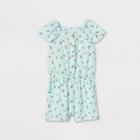 Girls' Printed Short Sleeve Woven Romper - Cat & Jack Cherries Mint Xs, Cherries Green