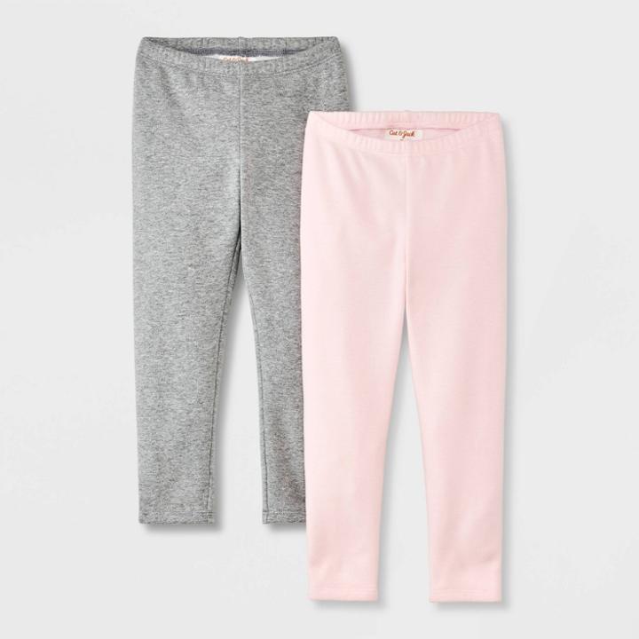 Toddler Girls' 2pk Solid Cozy Lined Leggings - Cat & Jack Gray/pink