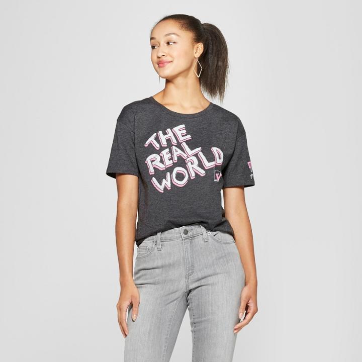 Women's Mtv Short Sleeve The Real World Graphic T-shirt (juniors') Charcoal