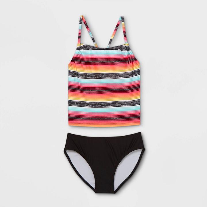 Girls' Striped Tankini Set - Art Class
