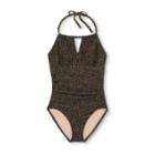 Women's Post Mastectomy High Neck High Coverage One Piece Swimsuit - Kona Sol Animal Print Xs, Black/brown