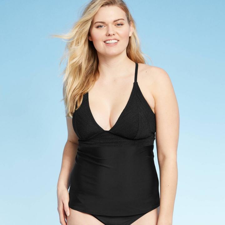 Women's Ribbed Tankini Top - Kona Sol Black S, Women's,