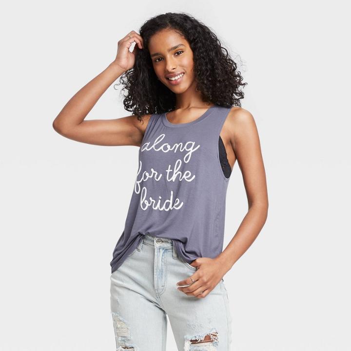 Grayson Threads Women's Along For The Bride Graphic Tank Top - Gray