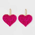 Sugarfix By Baublebar Beaded Heart Drop Earrings - Neon Pink