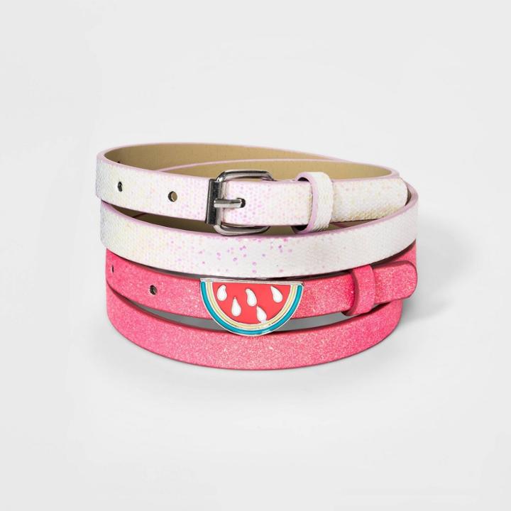 Girls' 2pk Fruit Glitter Belt - Cat & Jack S, Girl's, Size: Small,