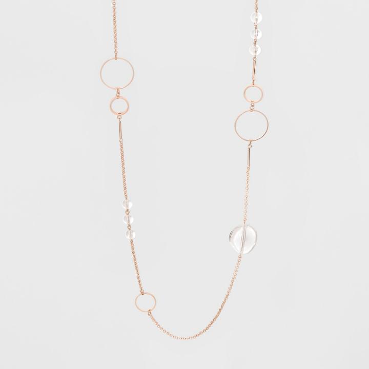 Acrylic Beads And Circles Long Necklace - A New Day Rose Gold,