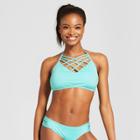 Women's Tie Front Bralette Bikini Top - Mossimo Aqua (blue) D/dd Cup