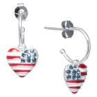 Target Silver Plated Usa Flag Charm Hoop, Girl's, Blue/silver/white/red