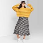 Women's Plus Size Striped Oversized Long Sleeve Crewneck Sweater - Wild Fable Golden Yellow 2x, Women's,