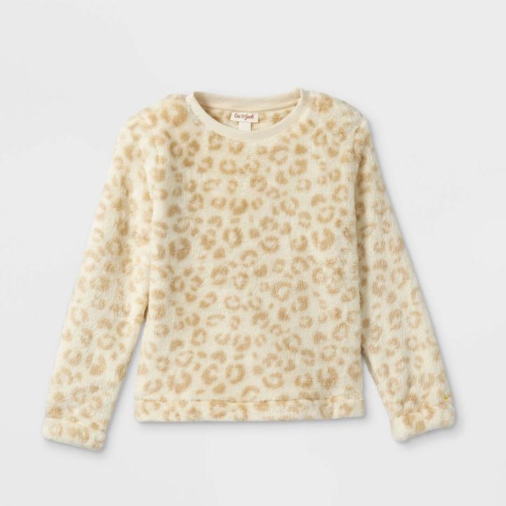 Girls' Sherpa Pullover Sweatshirt - Cat & Jack Cream