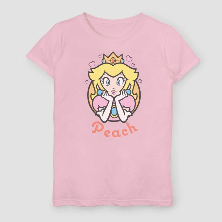 Girls' Super Mario Bros Princess Peach Portrait T-shirt - Pink