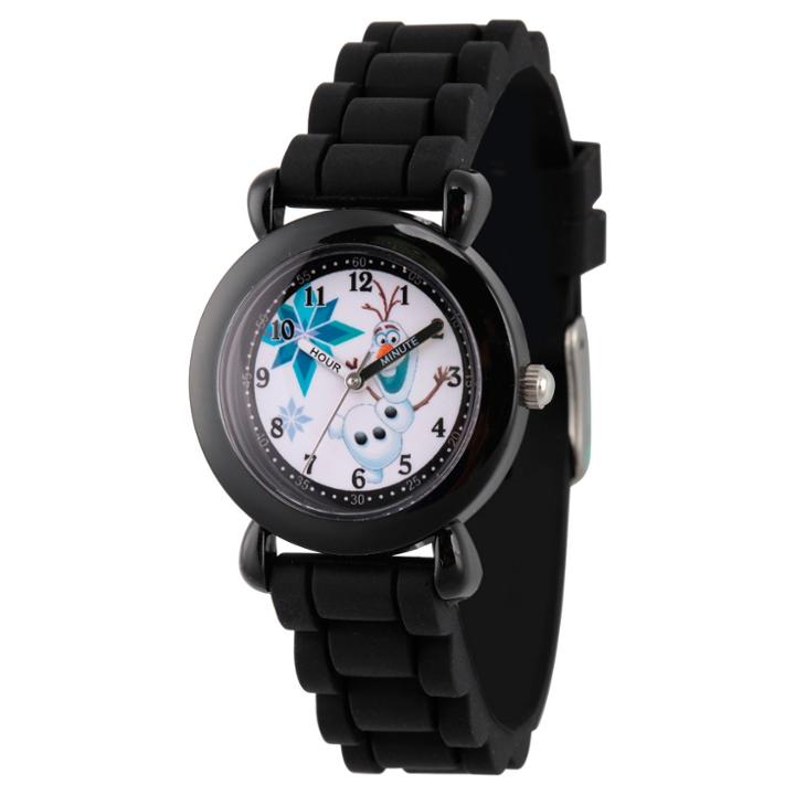 Boys' Disney Frozen Olaf Black Plastic Time Teacher Watch - Black, Purple