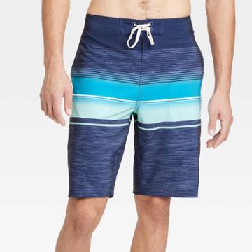 Men's 10 Ocean Striped Swim Shorts - Goodfellow & Co Dark Blue