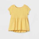 Toddler Girls' Solid Knit Washed T-shirt- Cat & Jack Yellow