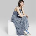 Women's Striped Strappy Square Neck Smocked Top Tiered Maxi Dress - Wild Fable Blue