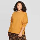 Women's Plus Size Long Sleeve Crewneck Fleece Tunic Pullover Sweatshirt - Universal Thread Gold 2x, Women's,