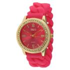Tko Orlogi Women's Tko Rubber Chain Crystal Bezel Watch - Gold/pink