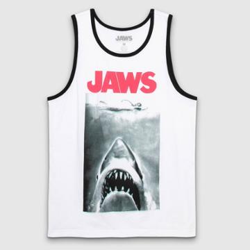 Men's Jaws Crew Neck Tank Top - White