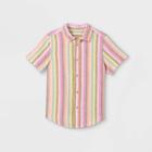 Boys' Striped Button-down Short Sleeve Shirt - Cat & Jack Pink