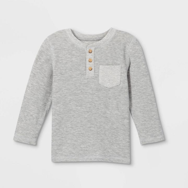 Toddler Boys' Double Knit Long Sleeve T-shirt - Cat & Jack Heather Gray